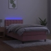 Cama box spring colchón y LED terciopelo rosa 90x190 cm