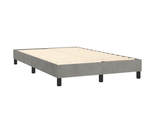 Cama box spring colchón y LED terciopelo gris claro 120x200 cm