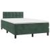 Cama box spring colchón y LED terciopelo verde oscuro 120x200cm