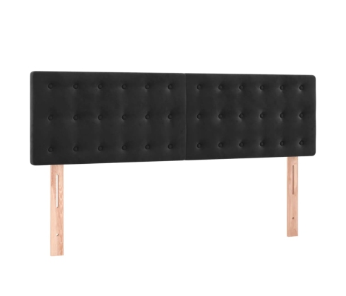Cama box spring colchón y LED terciopelo negro 140x190 cm