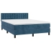Cama box spring colchón y LED terciopelo azul oscuro 140x190 cm
