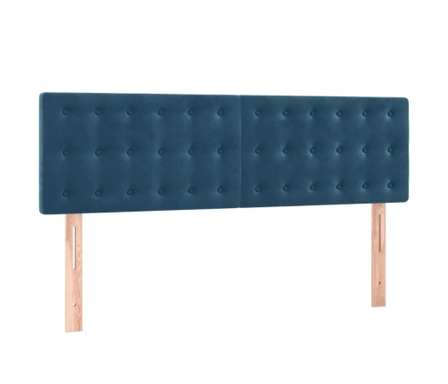 Cama box spring colchón y LED terciopelo azul oscuro 140x190 cm