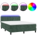 Cama box spring colchón y LED terciopelo verde oscuro 140x200cm