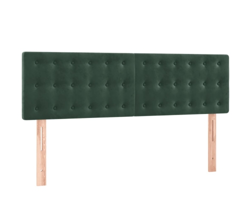 Cama box spring colchón y LED terciopelo verde oscuro 140x200cm