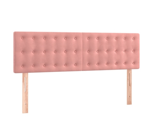 Cama box spring colchón y LED terciopelo rosa 140x200 cm