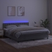 Cama box spring colchón y LED terciopelo gris claro 160x200 cm