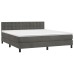 Cama box spring colchón y LED terciopelo gris oscuro 160x200 cm