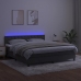 Cama box spring colchón y LED terciopelo gris oscuro 160x200 cm