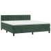 Cama box spring colchón y LED terciopelo verde oscuro 160x200cm