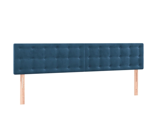 Cama box spring colchón y LED terciopelo azul oscuro 160x200 cm