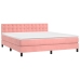 Cama box spring colchón y LED terciopelo rosa 160x200 cm