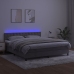 Cama box spring colchón y LED terciopelo gris claro 180x200 cm