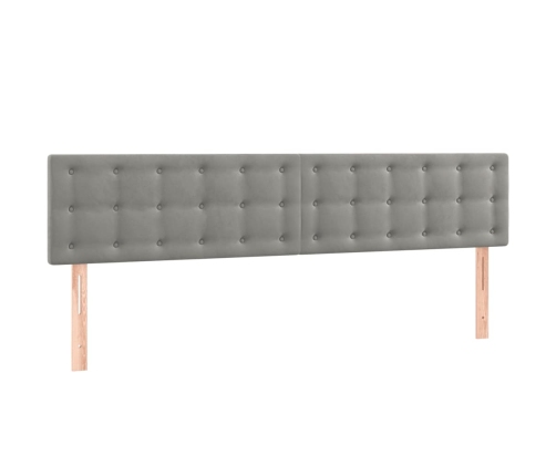 Cama box spring colchón y LED terciopelo gris claro 180x200 cm