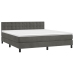 Cama box spring colchón y LED terciopelo gris oscuro 180x200 cm