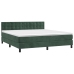 Cama box spring colchón y LED terciopelo verde oscuro 180x200cm