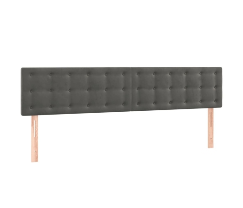 Cama box spring colchón y LED terciopelo gris oscuro 200x200 cm