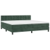 Cama box spring colchón y LED terciopelo verde oscuro 200x200cm