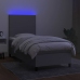 Cama box spring colchón y luces LED tela gris claro 80x200 cm