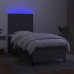 Cama box spring colchón y luces LED tela gris oscuro 90x190 cm