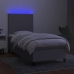 Cama box spring colchón y luces LED tela gris claro 100x200 cm