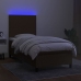 Cama box spring colchón luces LED tela marrón oscuro 100x200cm