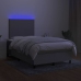 Cama box spring con colchón tela y LED gris claro 120x200 cm