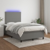 Cama box spring con colchón y LED tela gris oscuro 120x200 cm