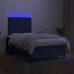 Cama box spring con colchón y LED tela azul 120x200 cm