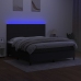 Cama box spring colchón y luces LED tela negro 160x200 cm