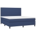Cama box spring colchón y luces LED tela azul 160x200 cm
