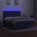 Cama box spring colchón y luces LED tela azul 160x200 cm