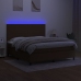 Cama box spring colchón luces LED tela marrón oscuro 180x200cm