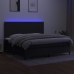 Cama box spring colchón y luces LED tela negro 200x200 cm