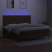 Cama box spring colchón luces LED tela marrón oscuro 200x200 cm