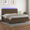 Cama box spring colchón luces LED tela marrón oscuro 200x200 cm