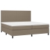 Cama box spring colchón y luces LED tela gris taupe 200x200 cm