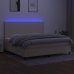 Cama box spring colchón y luces LED tela crema 200x200 cm