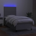 Cama box spring colchón y luces LED tela gris claro 90x200 cm