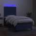 Cama box spring colchón y luces LED tela azul 90x200 cm