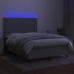 Cama box spring colchón y luces LED tela gris claro 140x190 cm