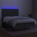 Cama box spring colchón y luces LED tela gris oscuro 140x190 cm