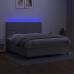 Cama box spring colchón y luces LED tela gris claro 160x200 cm