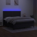 Cama box spring colchón y luces LED tela negro 180x200 cm