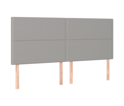 Cama box spring con colchón tela y LED gris claro 200x200 cm