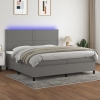 Cama box spring colchón y luces LED tela gris claro 200x200 cm