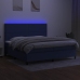 Cama box spring colchón y luces LED tela azul 200x200 cm