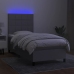 Cama box spring colchón y luces LED tela gris claro 80x200 cm