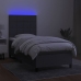 Cama box spring colchón y luces LED tela gris oscuro 80x200 cm