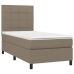 Cama box spring colchón y luces LED gris taupe 80x200 cm