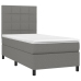 Cama box spring colchón y luces LED tela gris oscuro 100x200 cm